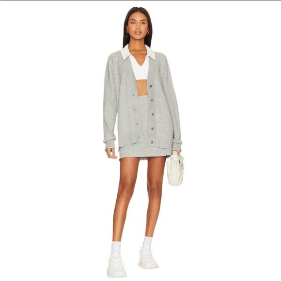NWT WeWoreWhat Varsity Cardigan Heather Grey Size Medium/Large M/L NEW $138 - Picture 2 of 6